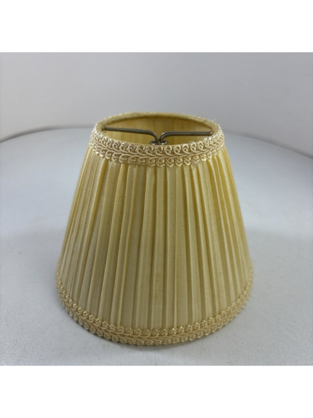 Mini Lamp Shade Cream Color Pleated Cloth Covered 4” X 5”